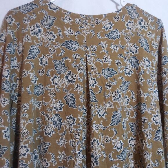 J.Jill Wearever V-neck Ballet-sleeve Top Vicuna Artistic Vine Travel  Size L - Picture 10 of 11